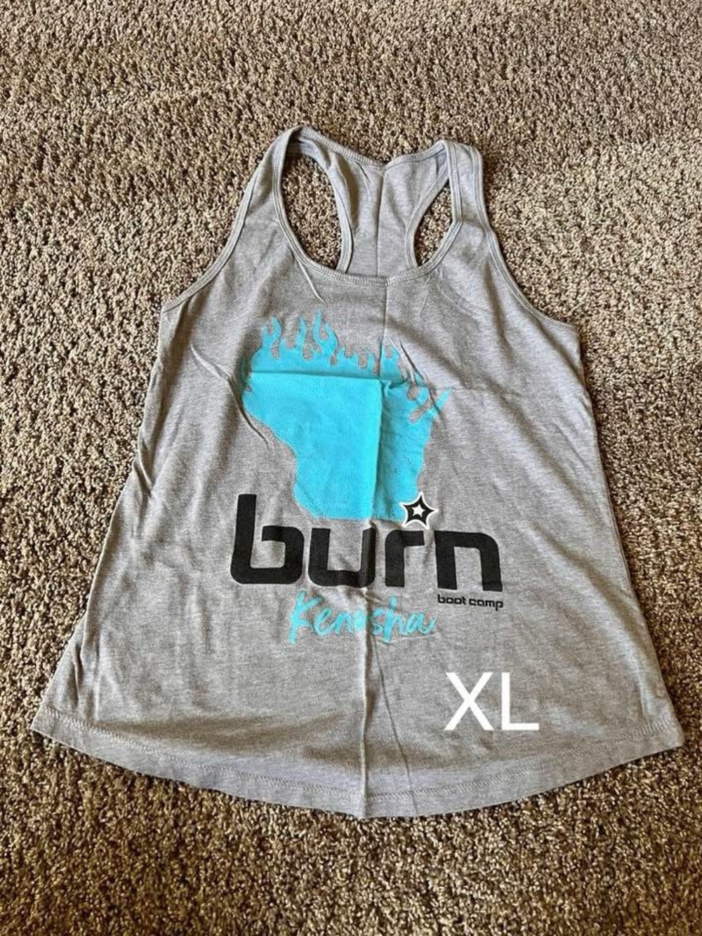 Burn Boot Camp Kenosha Wisconsin Gray Racerback Tank Top - XL